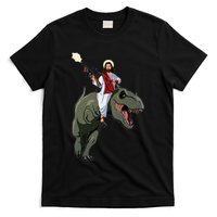 Gun Jesus Riding A Trex Dinosaur Funny Christian Dino Lover T-Shirt