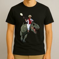 Gun Jesus Riding A Trex Dinosaur Funny Christian Dino Lover T-Shirt
