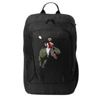 Gun Jesus Riding A Trex Dinosaur Funny Christian Dino Lover City Backpack