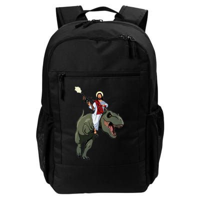 Gun Jesus Riding A Trex Dinosaur Funny Christian Dino Lover Backpack