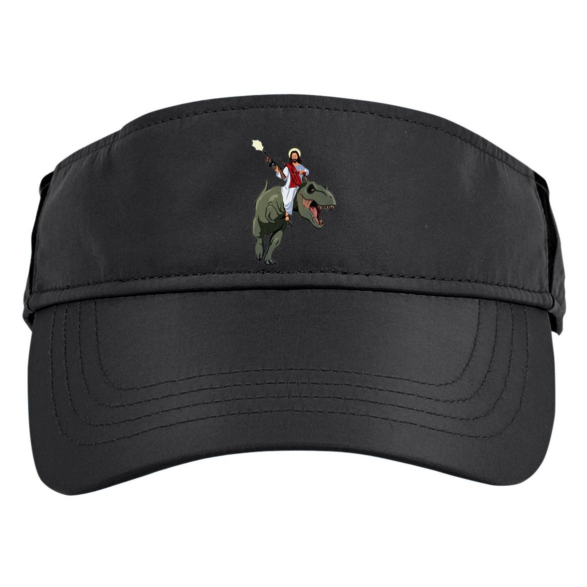 Gun Jesus Riding A Trex Dinosaur Funny Christian Dino Lover Adult Drive Performance Visor