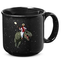 Gun Jesus Riding A Trex Dinosaur Funny Christian Dino Lover 15oz Campfire Ceramic Mug