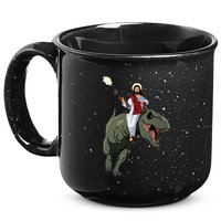Gun Jesus Riding A Trex Dinosaur Funny Christian Dino Lover 15oz Campfire Ceramic Mug