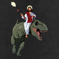 Gun Jesus Riding A Trex Dinosaur Funny Christian Dino Lover 15oz Campfire Ceramic Mug