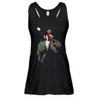 Gun Jesus Riding A Trex Dinosaur Funny Christian Dino Lover Ladies Essential Flowy Tank