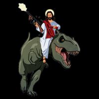 Gun Jesus Riding A Trex Dinosaur Funny Christian Dino Lover Flat Bill Trucker Hat