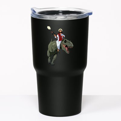 Gun Jesus Riding A Trex Dinosaur Funny Christian Dino Lover Tumbler