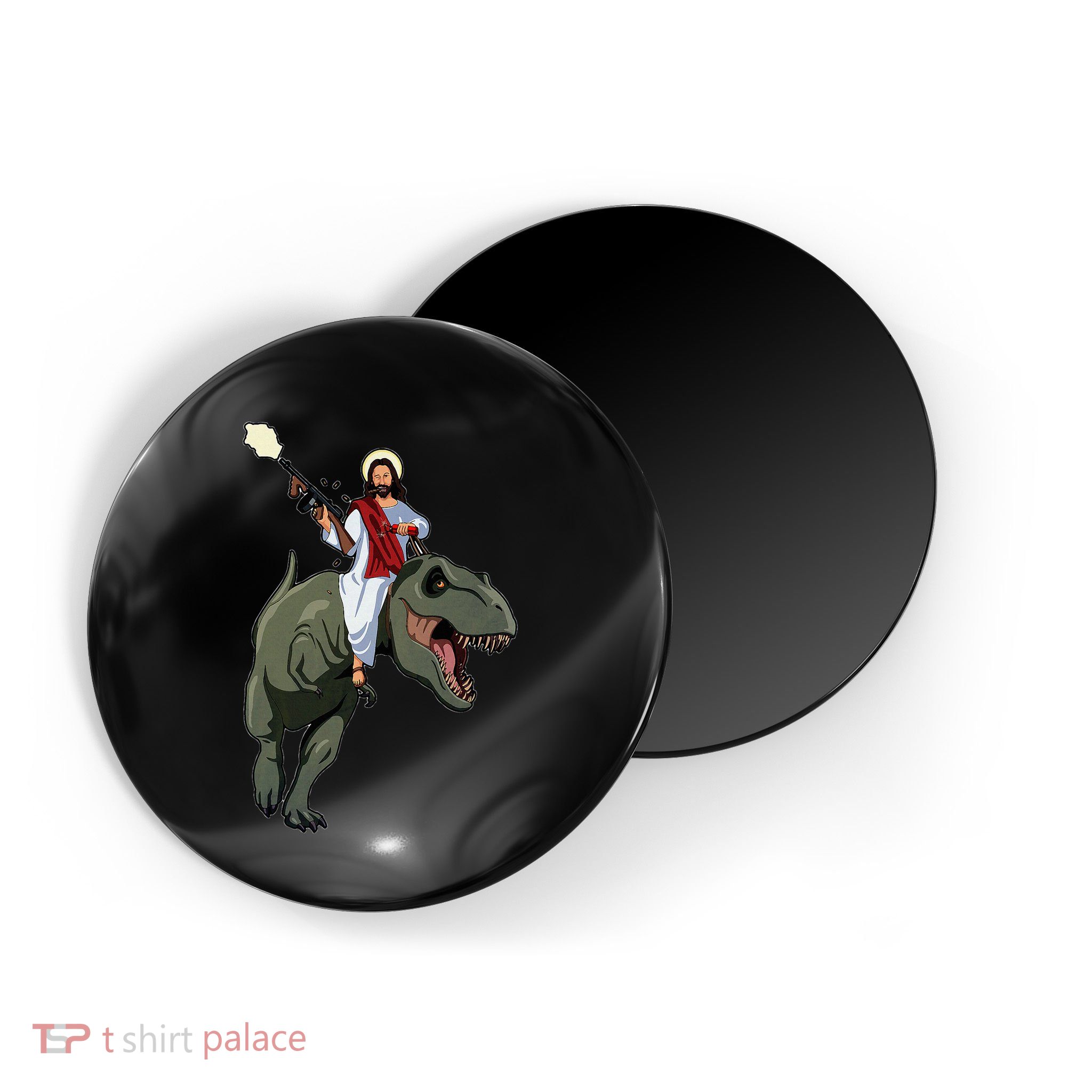 Gun Jesus Riding A Trex Dinosaur Funny Christian Dino Lover Magnet
