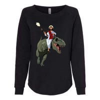 Gun Jesus Riding A Trex Dinosaur Funny Christian Dino Lover Womens California Wash Sweatshirt