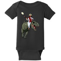 Gun Jesus Riding A Trex Dinosaur Funny Christian Dino Lover Baby Bodysuit