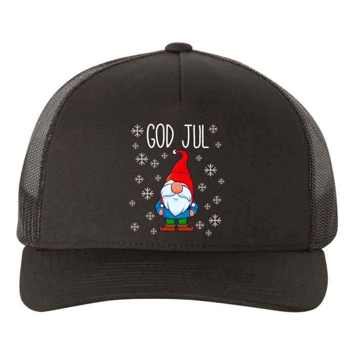 God Jul Swedish Tomte Gnome Scandinavian Merry Christmas Yupoong Adult 5-Panel Trucker Hat