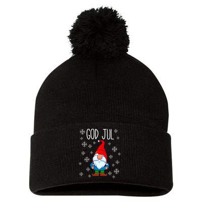 God Jul Swedish Tomte Gnome Scandinavian Merry Christmas Pom Pom 12in Knit Beanie