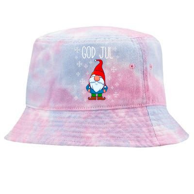 God Jul Swedish Tomte Gnome Scandinavian Merry Christmas Tie-Dyed Bucket Hat