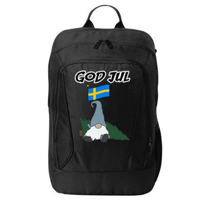 God Jul Scandinavian Swedish Merry Christmas Gnome Long Sleeve City Backpack