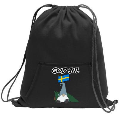 God Jul Scandinavian Swedish Merry Christmas Gnome Long Sleeve Sweatshirt Cinch Pack Bag