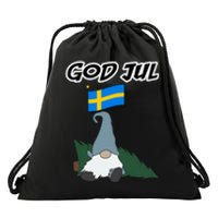 God Jul Scandinavian Swedish Merry Christmas Gnome Long Sleeve Drawstring Bag