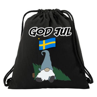 God Jul Scandinavian Swedish Merry Christmas Gnome Long Sleeve Drawstring Bag