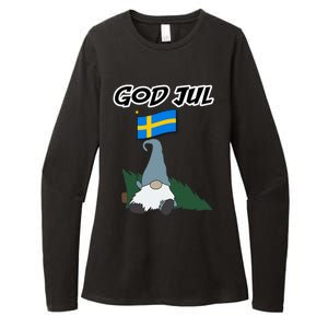 God Jul Scandinavian Swedish Merry Christmas Gnome Long Sleeve Womens CVC Long Sleeve Shirt