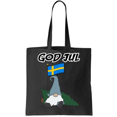 God Jul Scandinavian Swedish Merry Christmas Gnome Long Sleeve Tote Bag