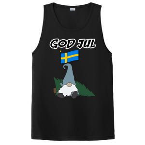 God Jul Scandinavian Swedish Merry Christmas Gnome Long Sleeve PosiCharge Competitor Tank