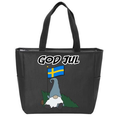 God Jul Scandinavian Swedish Merry Christmas Gnome Long Sleeve Zip Tote Bag