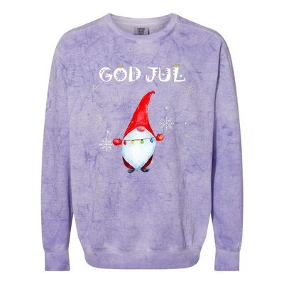 God Jul Scandinavian Swedish Merry Christmas Gnome Colorblast Crewneck Sweatshirt