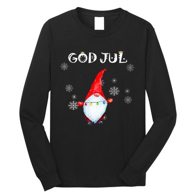 God Jul Scandinavian Swedish Merry Christmas Gnome Long Sleeve Shirt