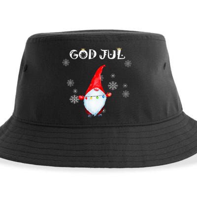 God Jul Scandinavian Swedish Merry Christmas Gnome Sustainable Bucket Hat