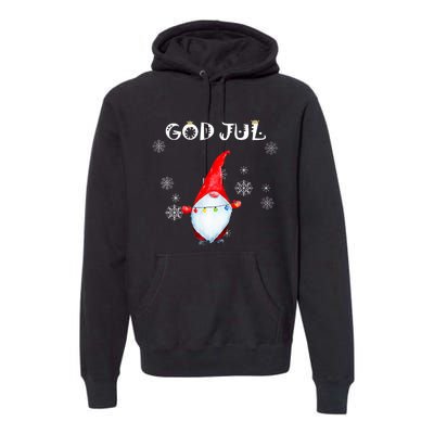 God Jul Scandinavian Swedish Merry Christmas Gnome Premium Hoodie