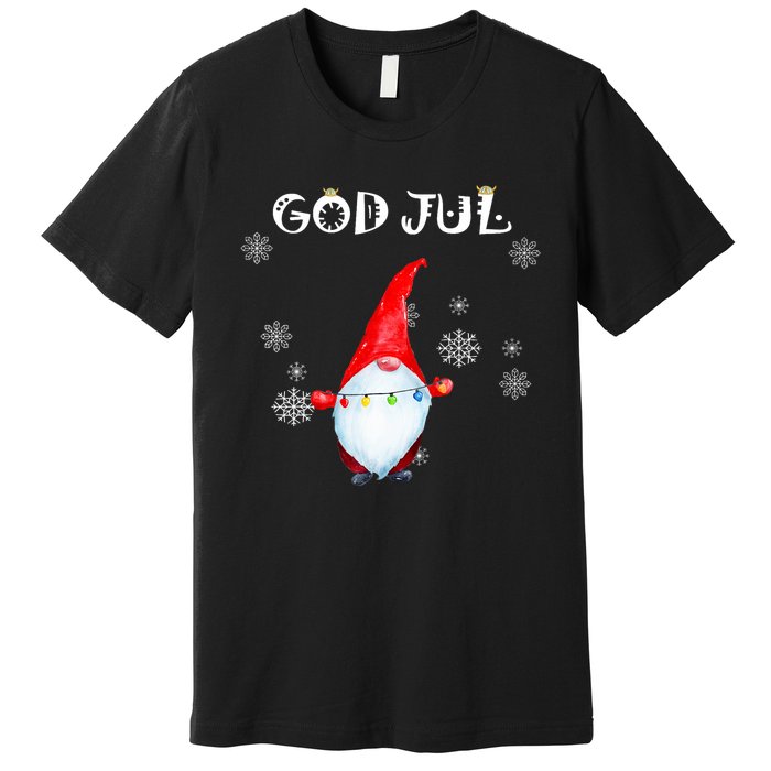 God Jul Scandinavian Swedish Merry Christmas Gnome Premium T-Shirt