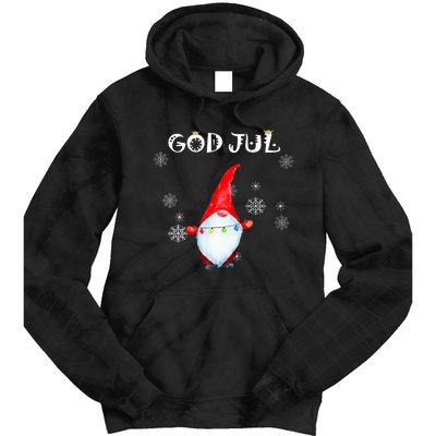 God Jul Scandinavian Swedish Merry Christmas Gnome Tie Dye Hoodie