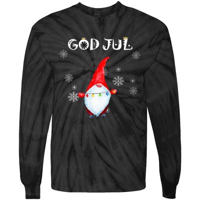 God Jul Scandinavian Swedish Merry Christmas Gnome Tie-Dye Long Sleeve Shirt