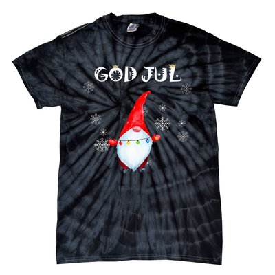 God Jul Scandinavian Swedish Merry Christmas Gnome Tie-Dye T-Shirt