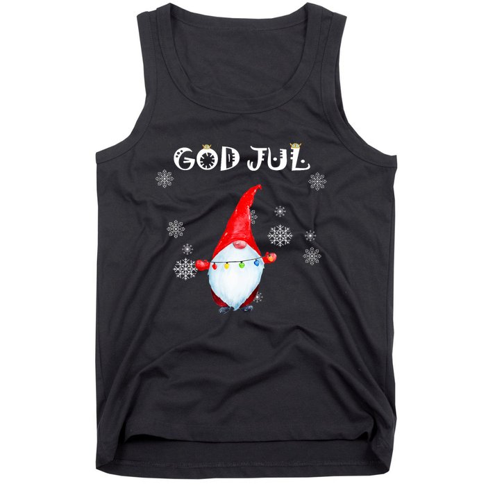 God Jul Scandinavian Swedish Merry Christmas Gnome Tank Top