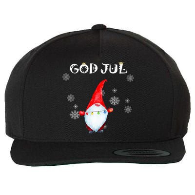 God Jul Scandinavian Swedish Merry Christmas Gnome Wool Snapback Cap