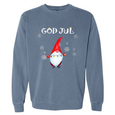 God Jul Scandinavian Swedish Merry Christmas Gnome Garment-Dyed Sweatshirt