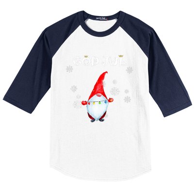 God Jul Scandinavian Swedish Merry Christmas Gnome Baseball Sleeve Shirt