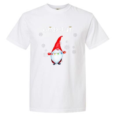 God Jul Scandinavian Swedish Merry Christmas Gnome Garment-Dyed Heavyweight T-Shirt