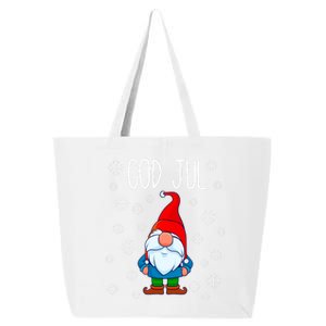 God Jul Swedish Tomte Gnome Scandinavian Merry Christmas 25L Jumbo Tote