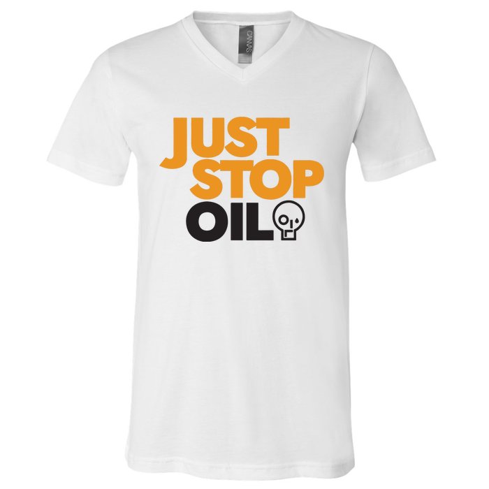 Groom Just Stop Oil V-Neck T-Shirt