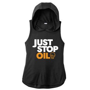 Groom Just Stop Oil Ladies PosiCharge Tri-Blend Wicking Draft Hoodie Tank