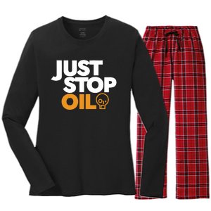 Groom Just Stop Oil Women's Long Sleeve Flannel Pajama Set 