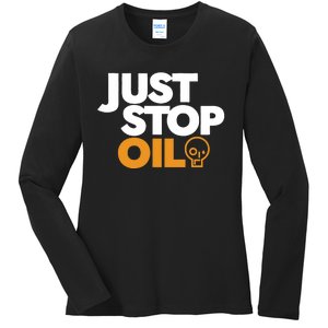 Groom Just Stop Oil Ladies Long Sleeve Shirt