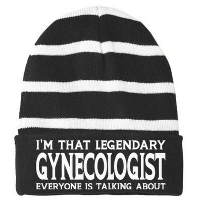 Gynecologist Job Title Employee Funny Worker Gynecologist Striped Beanie with Solid Band