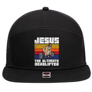 Gym Jesus Ultimate Deadlifter Christian Workout 7 Panel Mesh Trucker Snapback Hat