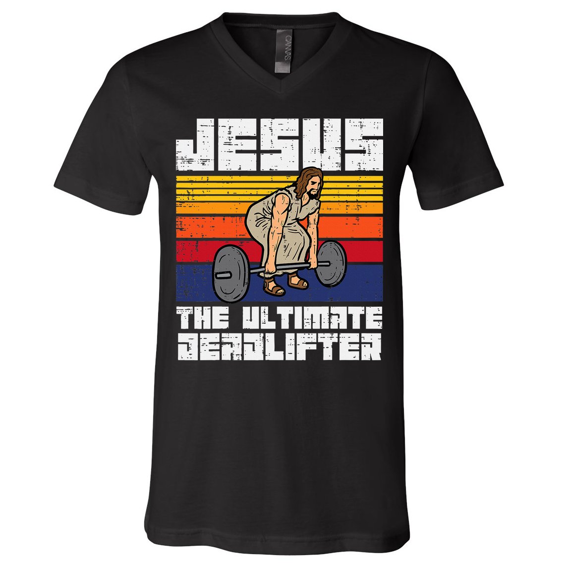Gym Jesus Ultimate Deadlifter Christian Workout V-Neck T-Shirt