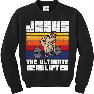 Gym Jesus Ultimate Deadlifter Christian Workout Kids Sweatshirt
