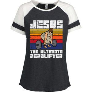 Gym Jesus Ultimate Deadlifter Christian Workout Enza Ladies Jersey Colorblock Tee