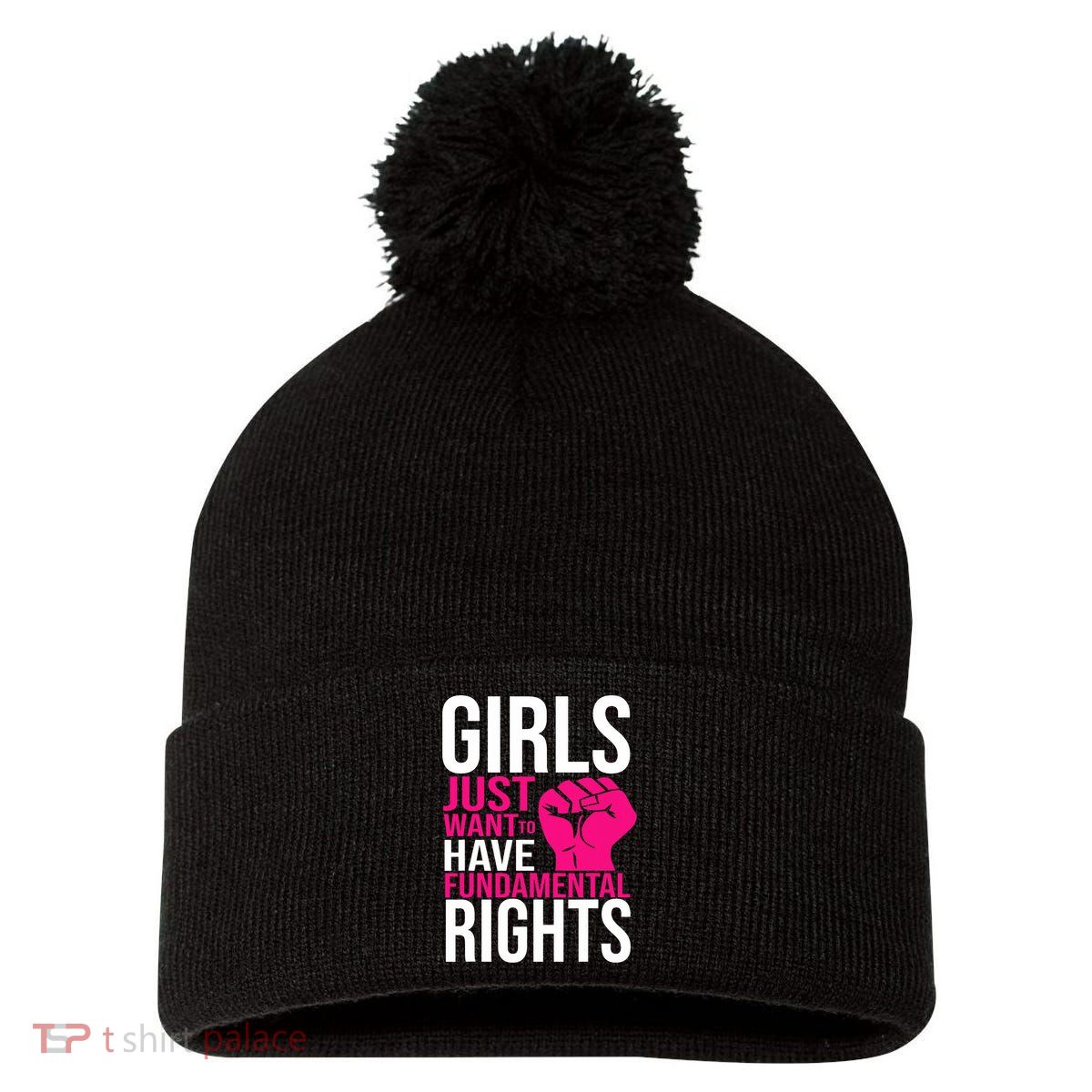 Girl  Just Want To Have Fundamental Rights Pom Pom 12in Knit Beanie
