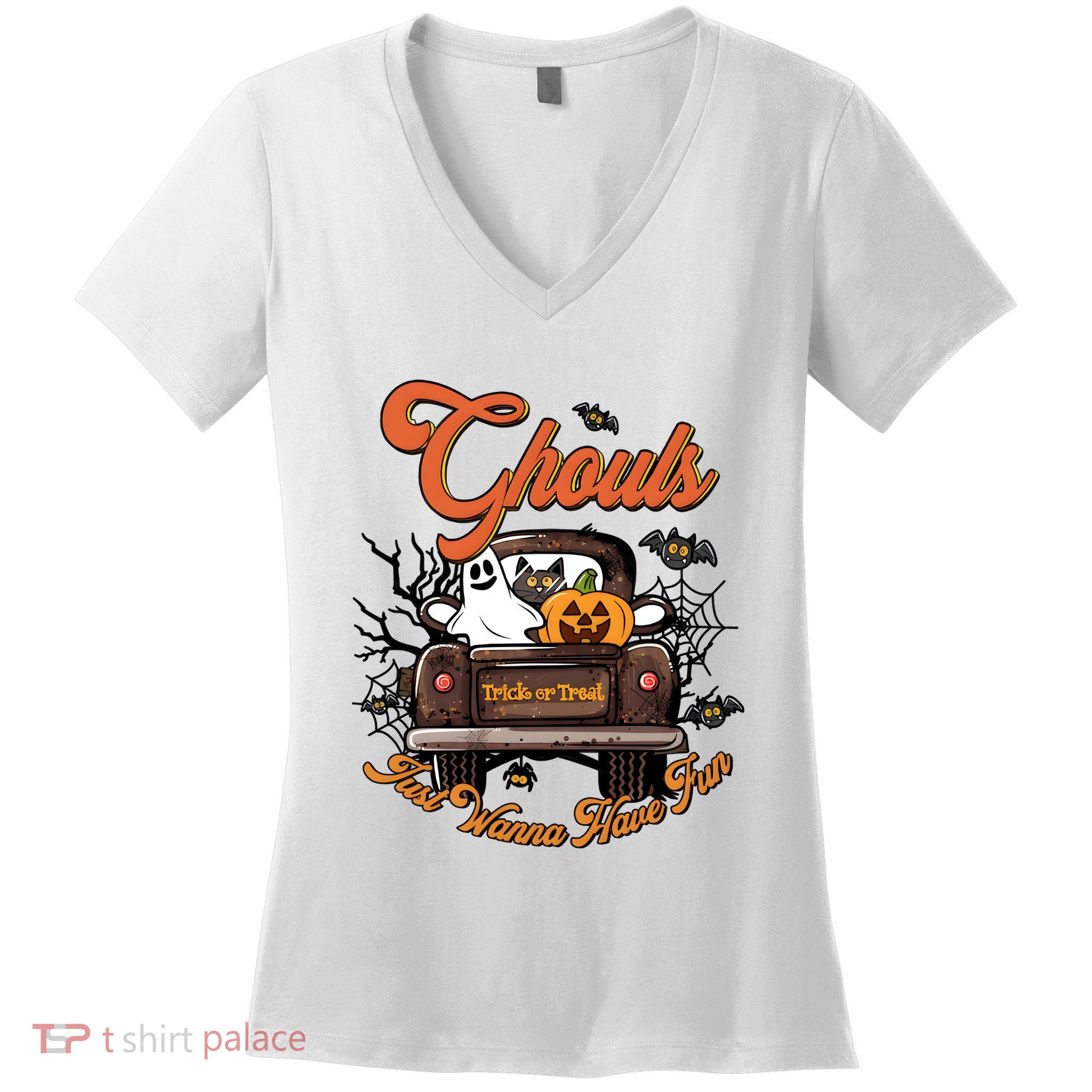 Ghouls Just Wanna Have Fun Witch Halloween Women's V-Neck T-Shirt